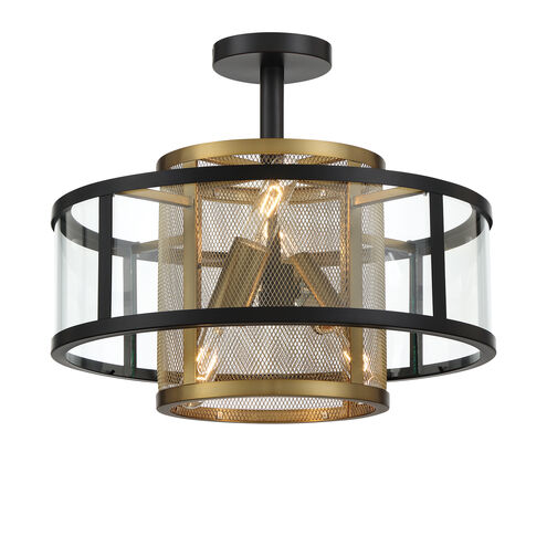 Soho 4 Light 18 inch Coal And Soft Brass Pendant and Semi-Flush Ceiling Light